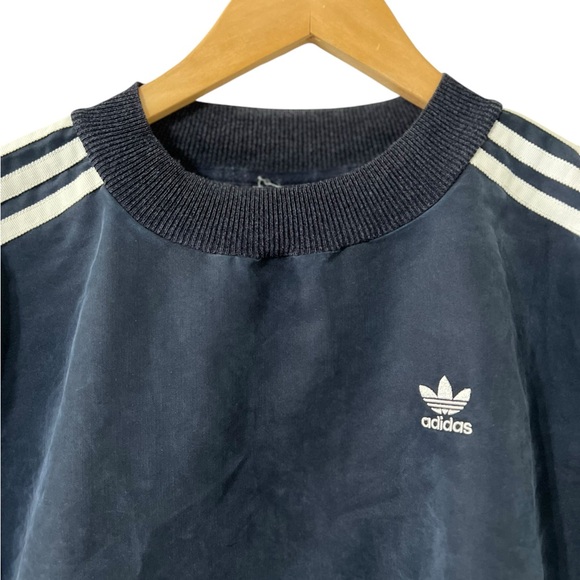 ADIDAS Striped Mesh Long Sleeve Embroidered Blue Shirt Top - Picture 4 of 7